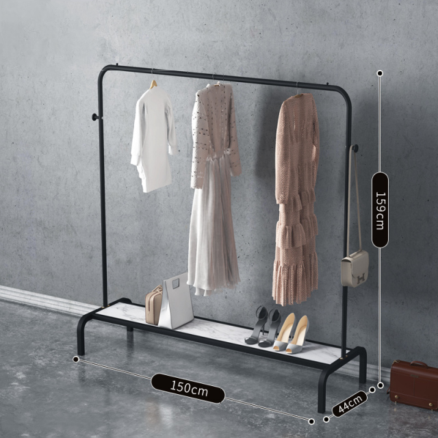 Coloured Clothes Rail with Marble Effect Shelf