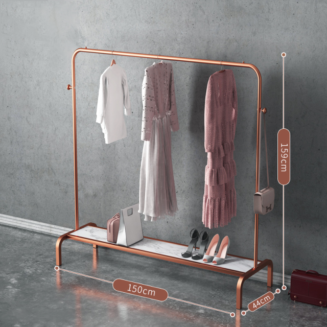 Coloured Clothes Rail with Marble Effect Shelf