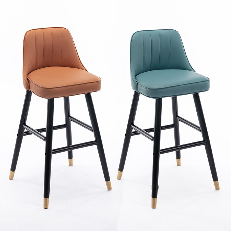 Cushioned Bar Stool with Gold Detail