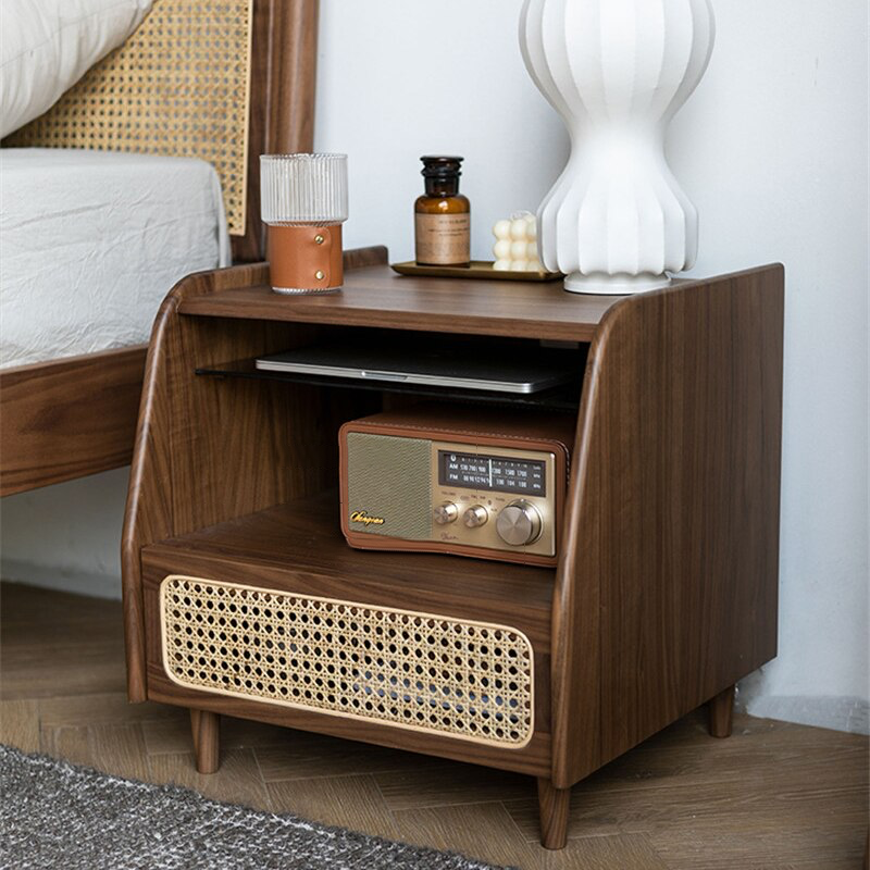 Nordic Nightstand Rattan Nightstand Single Drawer