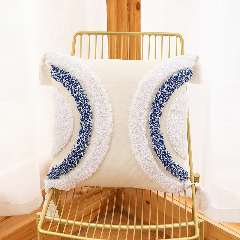 Blue White Tufted Pillowcase