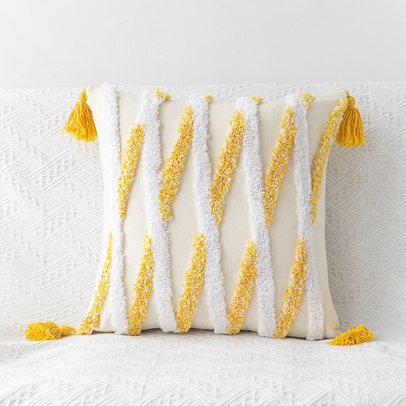 Diagonal Geometry Design Tufted Pillowcase