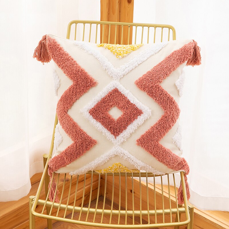 Peach Geometry Tufted Pillowcase