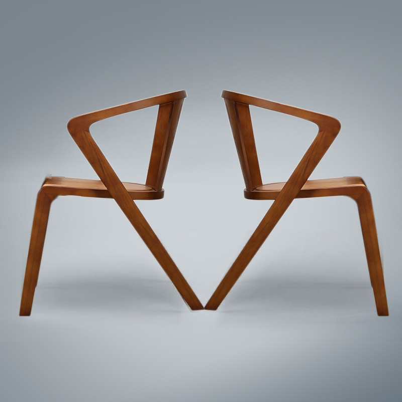 Minimalist Angular Solid Wood Dining Chair