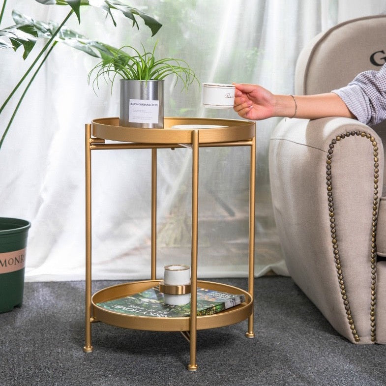 Nordic Simple Iron Double-Layer Tea Table