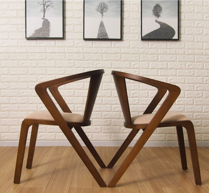 Minimalist Angular Solid Wood Dining Chair