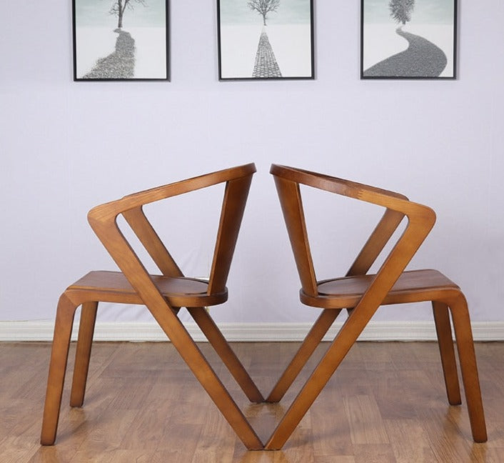 Minimalist Angular Solid Wood Dining Chair