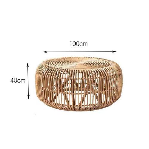 Japanese Round Rattan Coffee Table