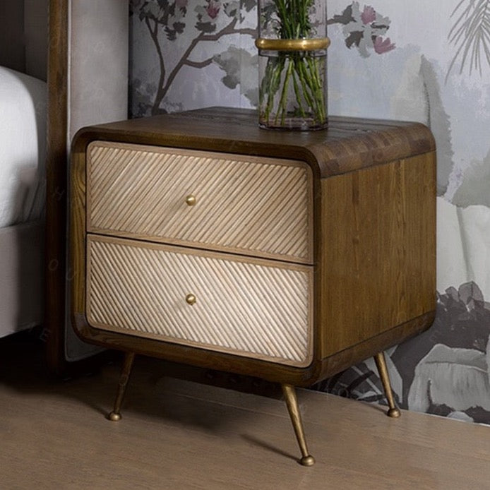 Wooden Two Tone Bedside Cabinet