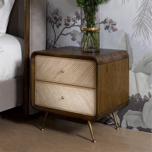 Wooden Two Tone Bedside Cabinet