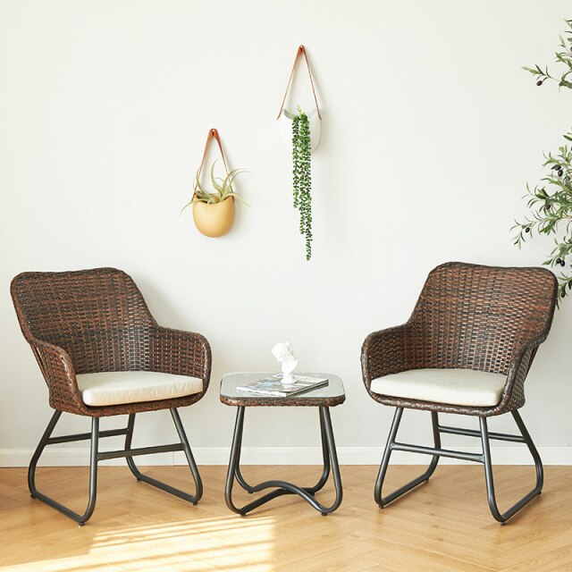 Woven Rattan Style Chair and Table Set