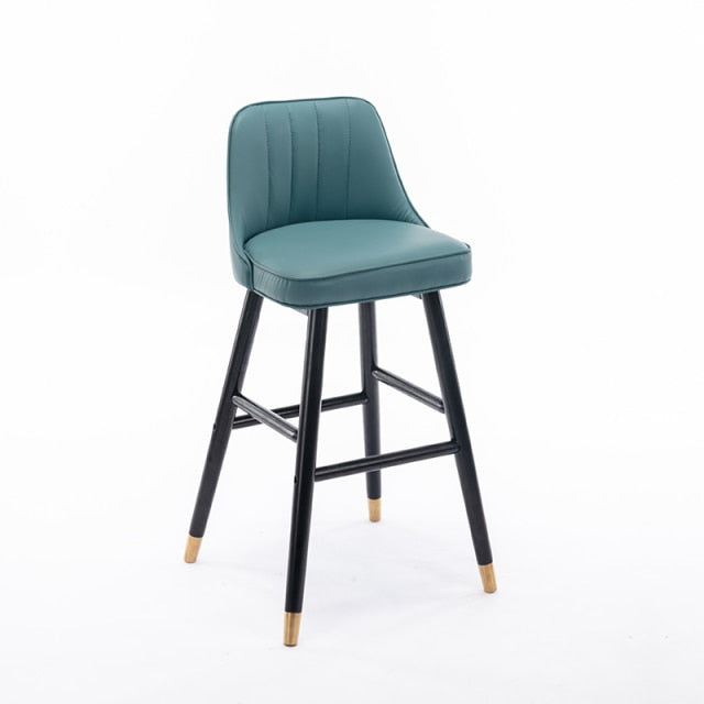 Cushioned Bar Stool with Gold Detail