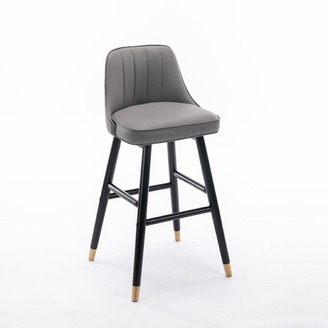 Cushioned Bar Stool with Gold Detail