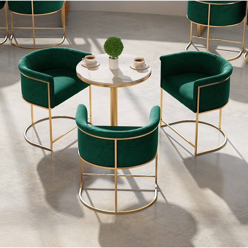 Suede Round Dining Chair with Gold Detail