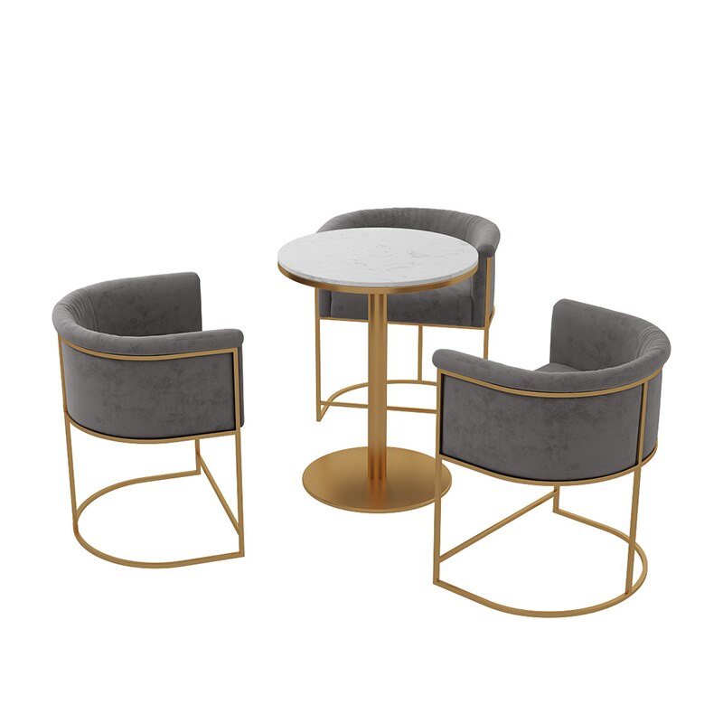 Suede Round Dining Chair with Gold Detail