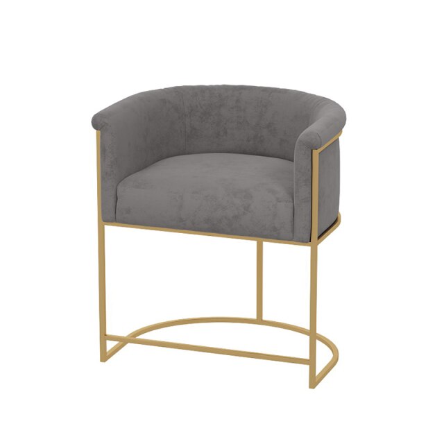 Suede Round Dining Chair with Gold Detail