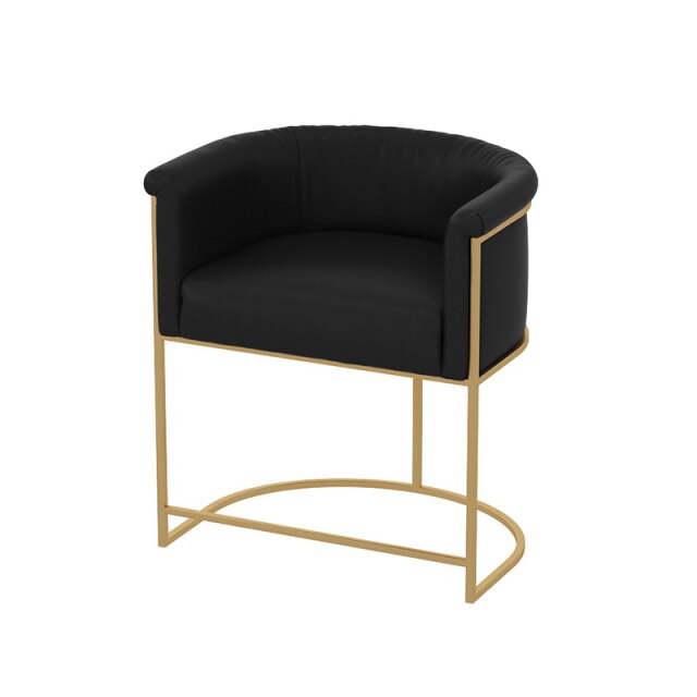 Suede Round Dining Chair with Gold Detail