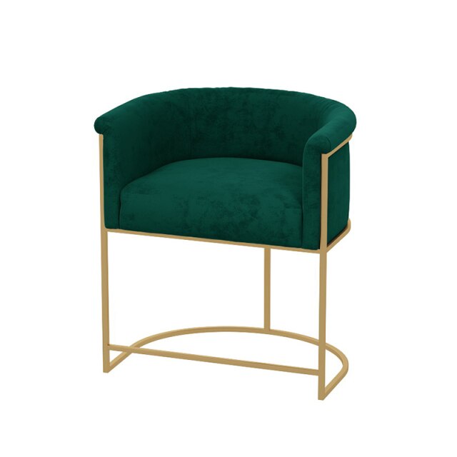 Suede Round Dining Chair with Gold Detail