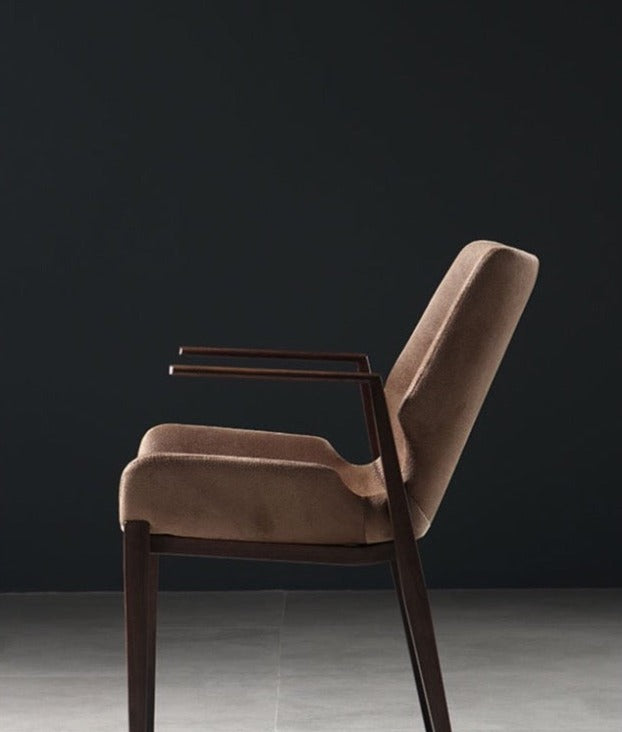 Brown Dining Chair with Armrest