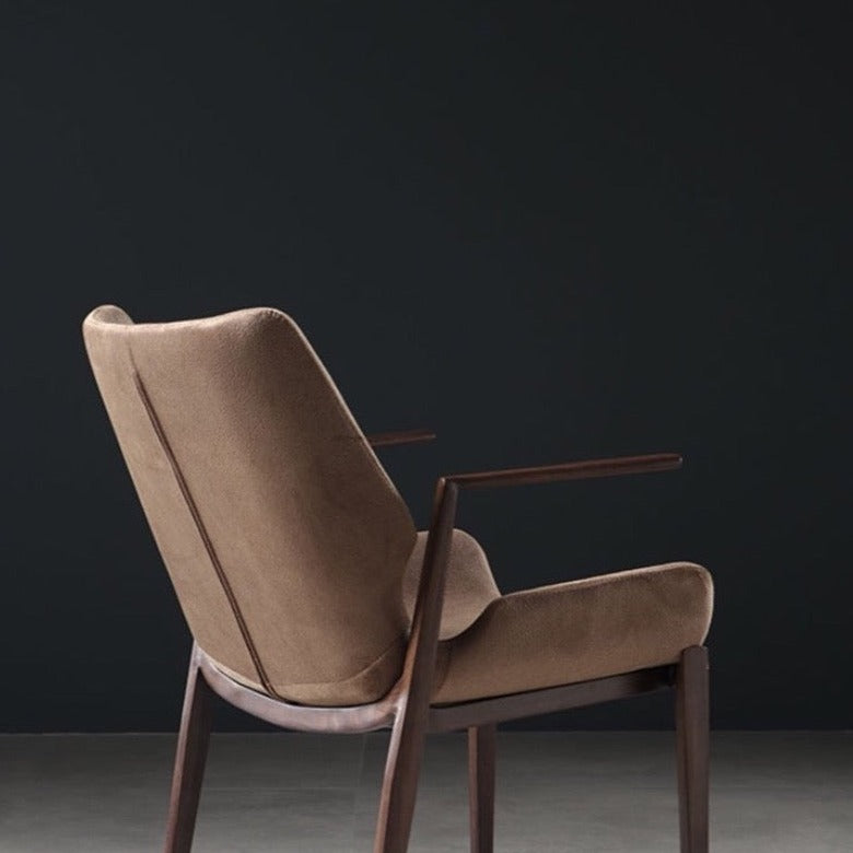 Brown Dining Chair with Armrest