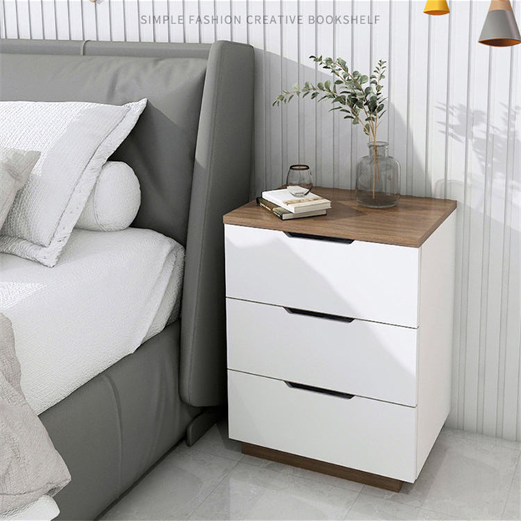 White Bedside Cabinet with Multiple Draws