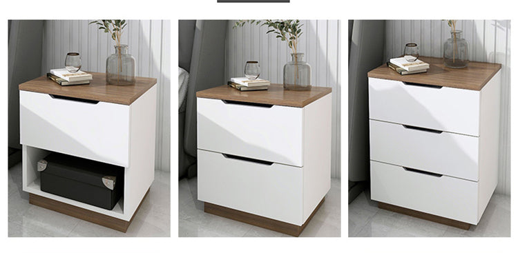 White Bedside Cabinet with Multiple Draws