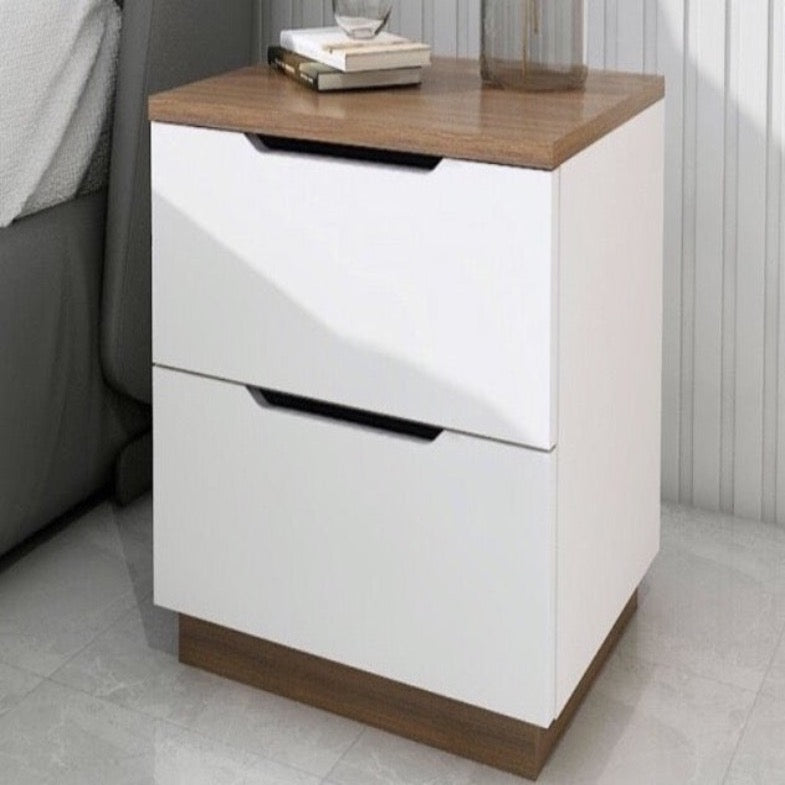 White Bedside Cabinet with Multiple Draws