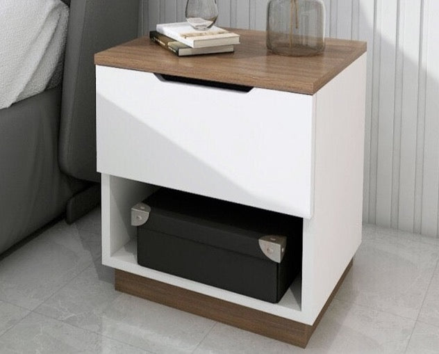 White Bedside Cabinet with Multiple Draws