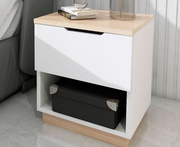 White Bedside Cabinet with Multiple Draws