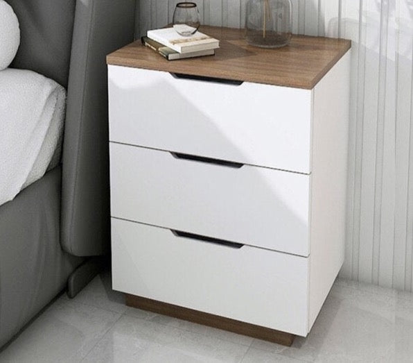 White Bedside Cabinet with Multiple Draws