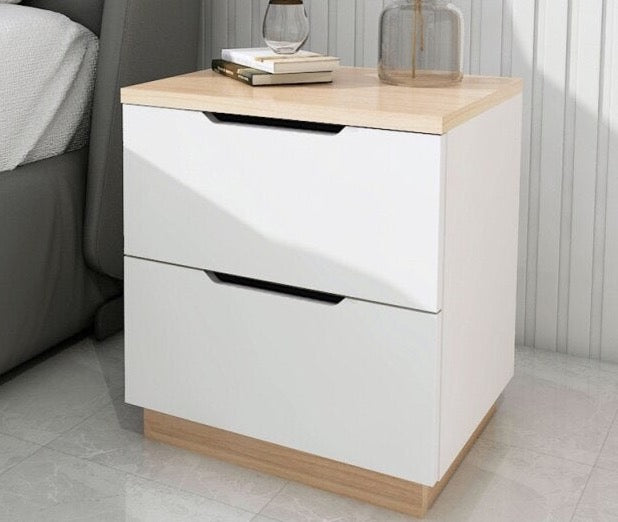 White Bedside Cabinet with Multiple Draws