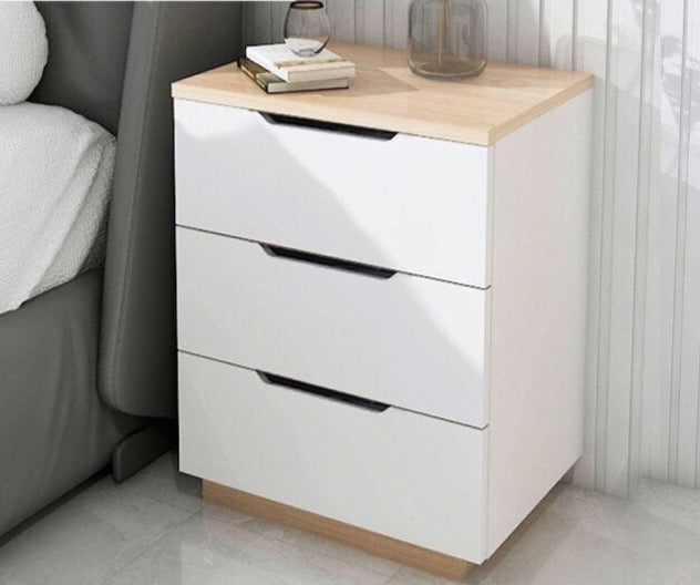 White Bedside Cabinet with Multiple Draws