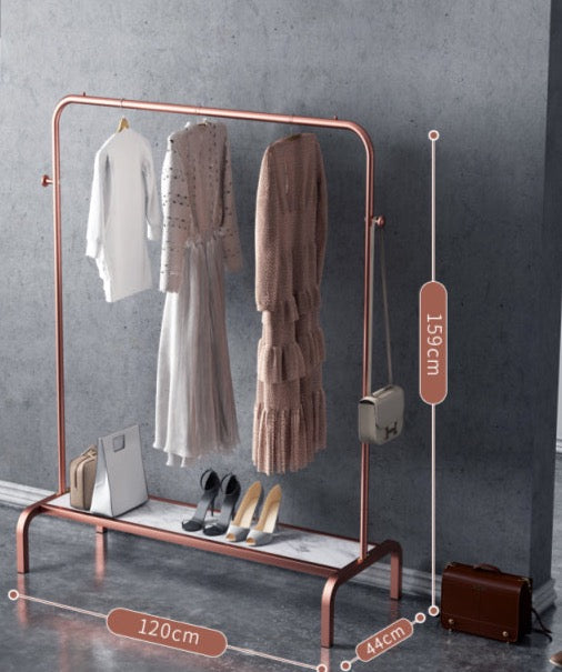 Coloured Clothes Rail with Marble Effect Shelf