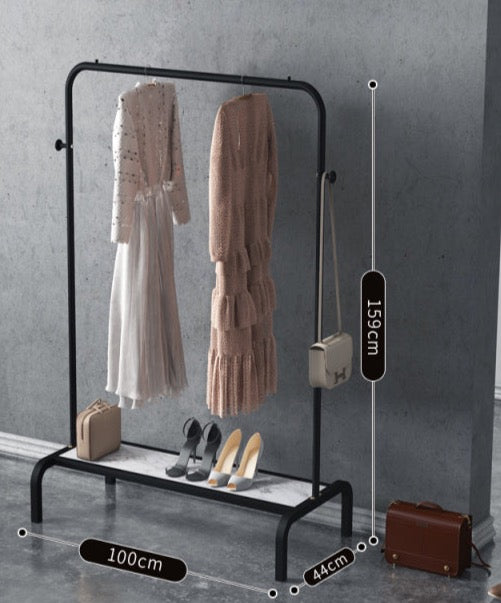 Coloured Clothes Rail with Marble Effect Shelf