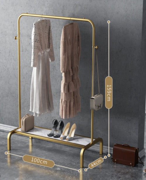 Coloured Clothes Rail with Marble Effect Shelf