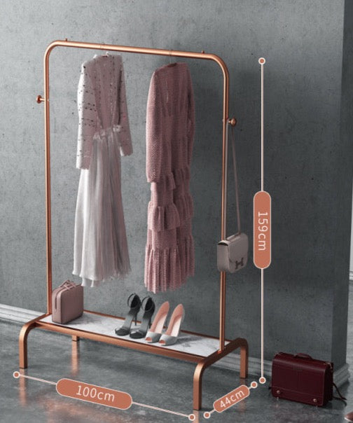 Coloured Clothes Rail with Marble Effect Shelf