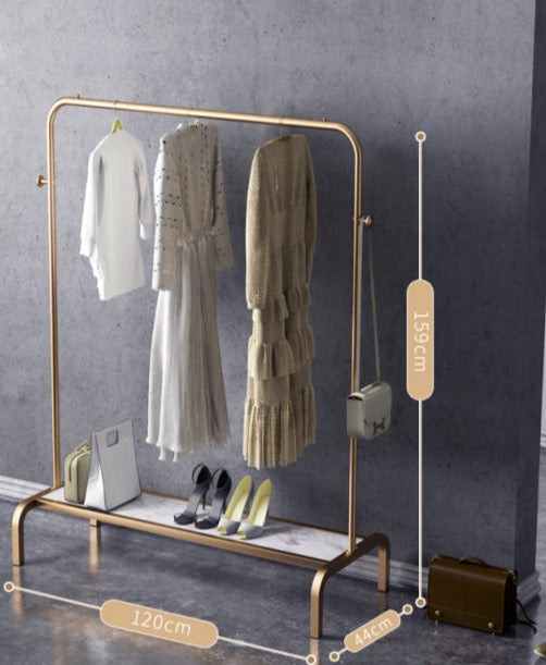 Coloured Clothes Rail with Marble Effect Shelf