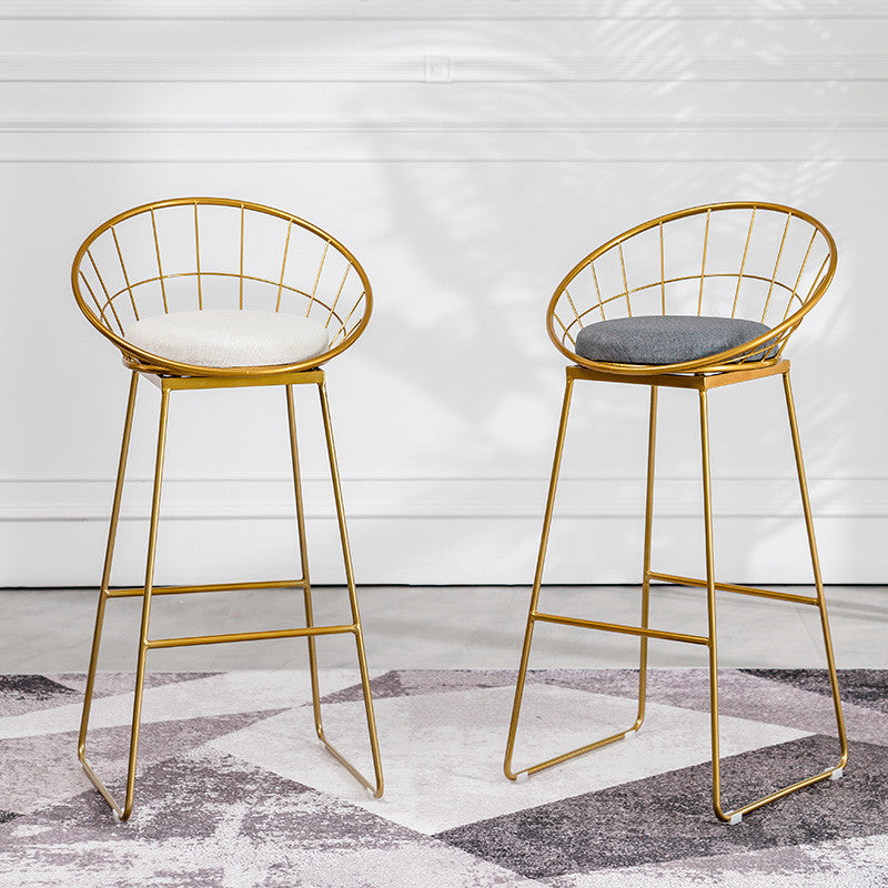 Gold Metal Bar Stool with Cushion