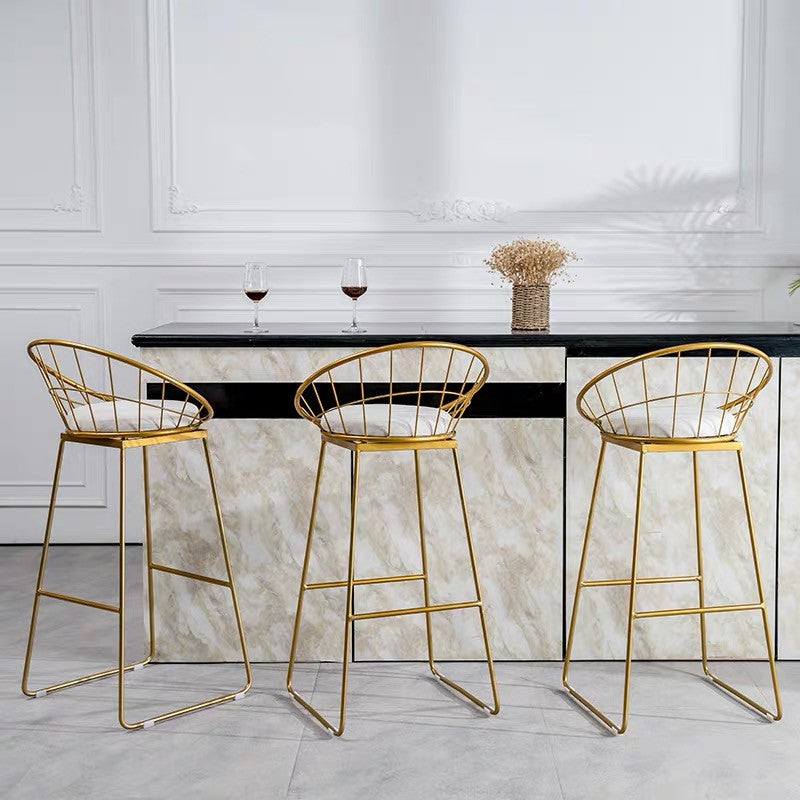 Gold Metal Bar Stool with Cushion