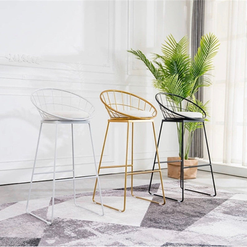 Gold Metal Bar Stool with Cushion