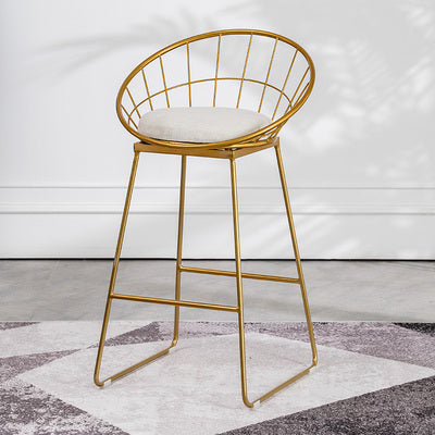 Gold Metal Bar Stool with Cushion