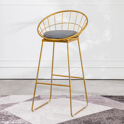 Gold Metal Bar Stool with Cushion