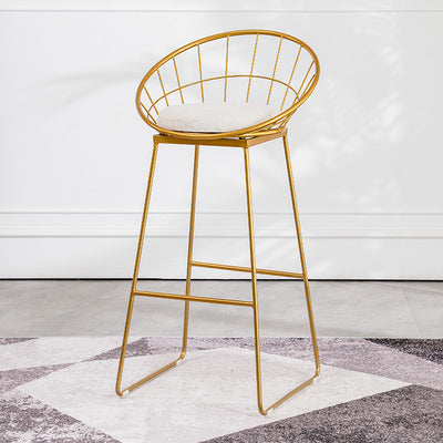 Gold Metal Bar Stool with Cushion